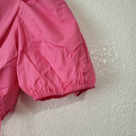 Women's English Factory Puff Sleeves Pleats with Cut Out Mini Pink Dress Sz SM - Picture 6 of 9